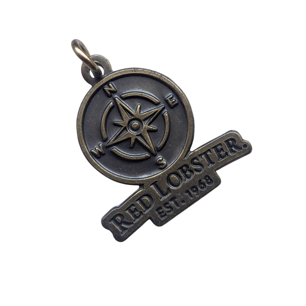 Vintage Bronze Red Lobster Collectible Whimsy Compass Explore Pendant Charm